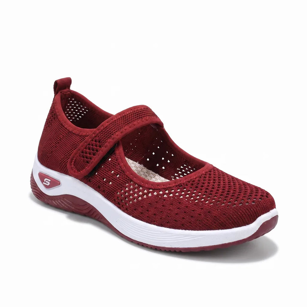 Women's Red Ramsey Mesh Walking Flats