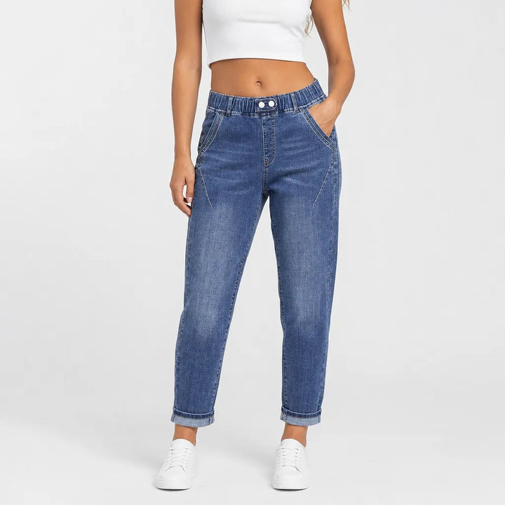 Anneliese | Mom Jeans Baggy Wide Leg Jeans  - Color:Blue;Size:L