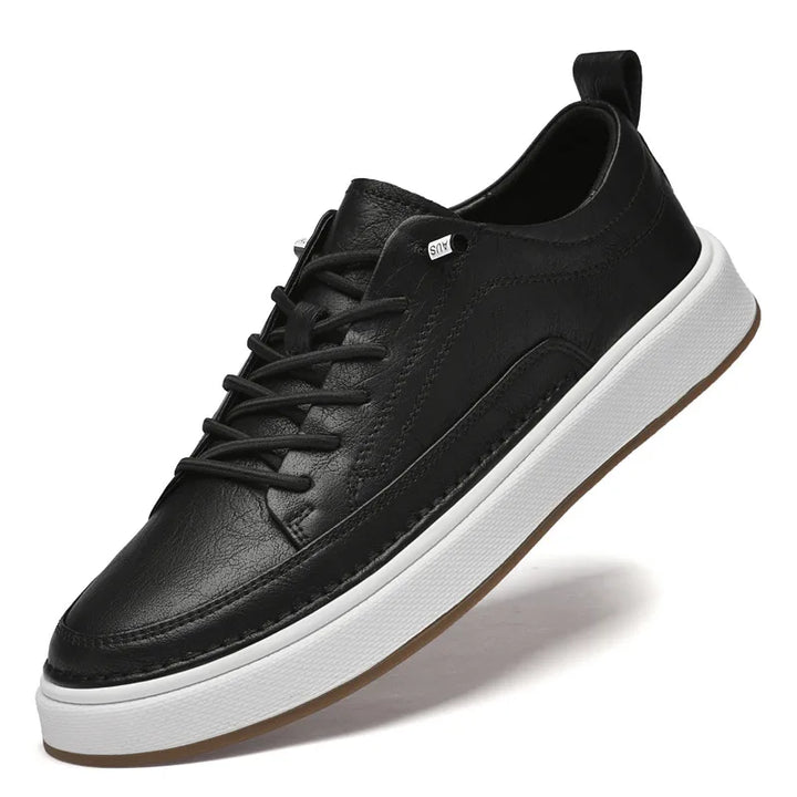 Anthony | Men's Leather Sneakers - Color:Black;Size:38