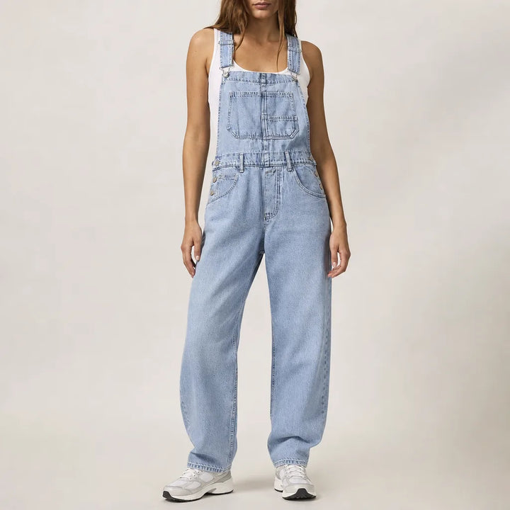 Women's Blue Irving Washed Denim Overalls