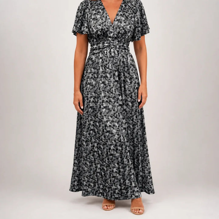 Anwen | Stylish Floral maxi Dress - Color:Black;Size:XS