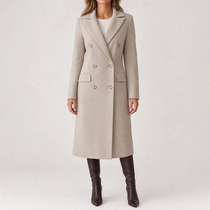 Arabella Long Trench Coat - Color:Beige;Size:XS