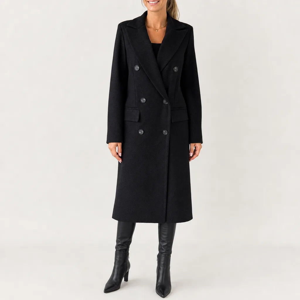 Arabella Long Trench Coat - Color:Black;Size:XS
