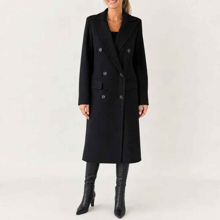 Arabella Long Trench Coat - Color:Black;Size:XS