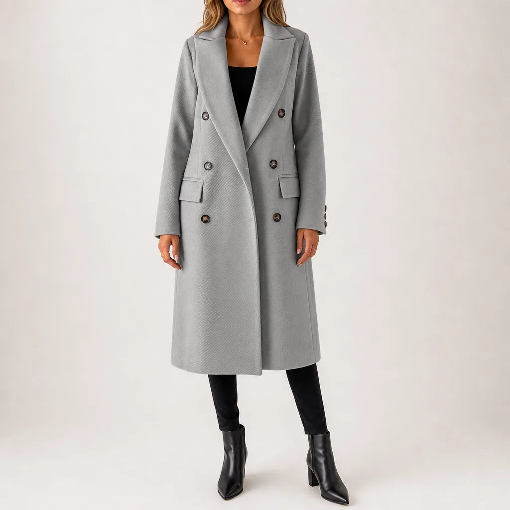 Arabella Long Trench Coat - Color:Gray;Size:XS