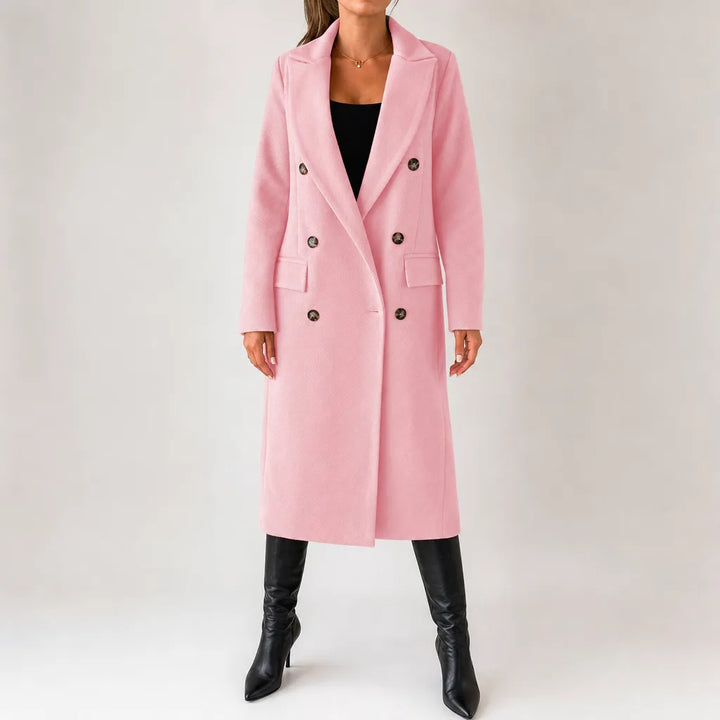 Arabella Long Trench Coat - Color:Pink;Size:XS