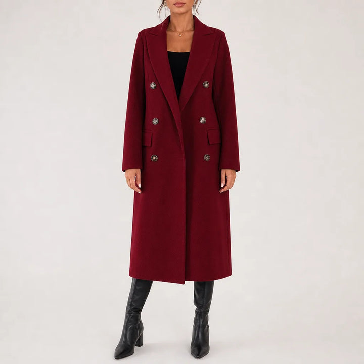 Arabella Long Trench Coat - Color:Red;Size:XS