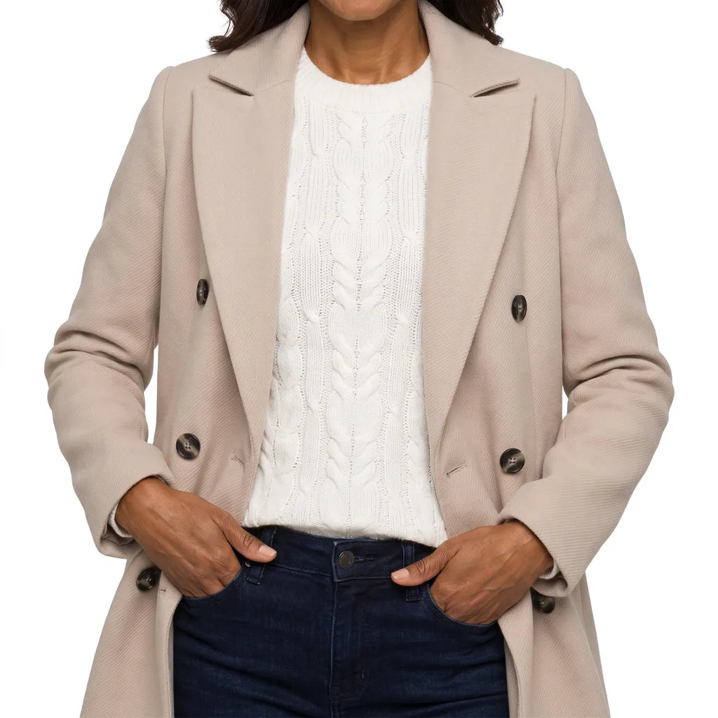 Arabella | Women's Oversized Long Trench Coat - Color:Beige;Size:XS