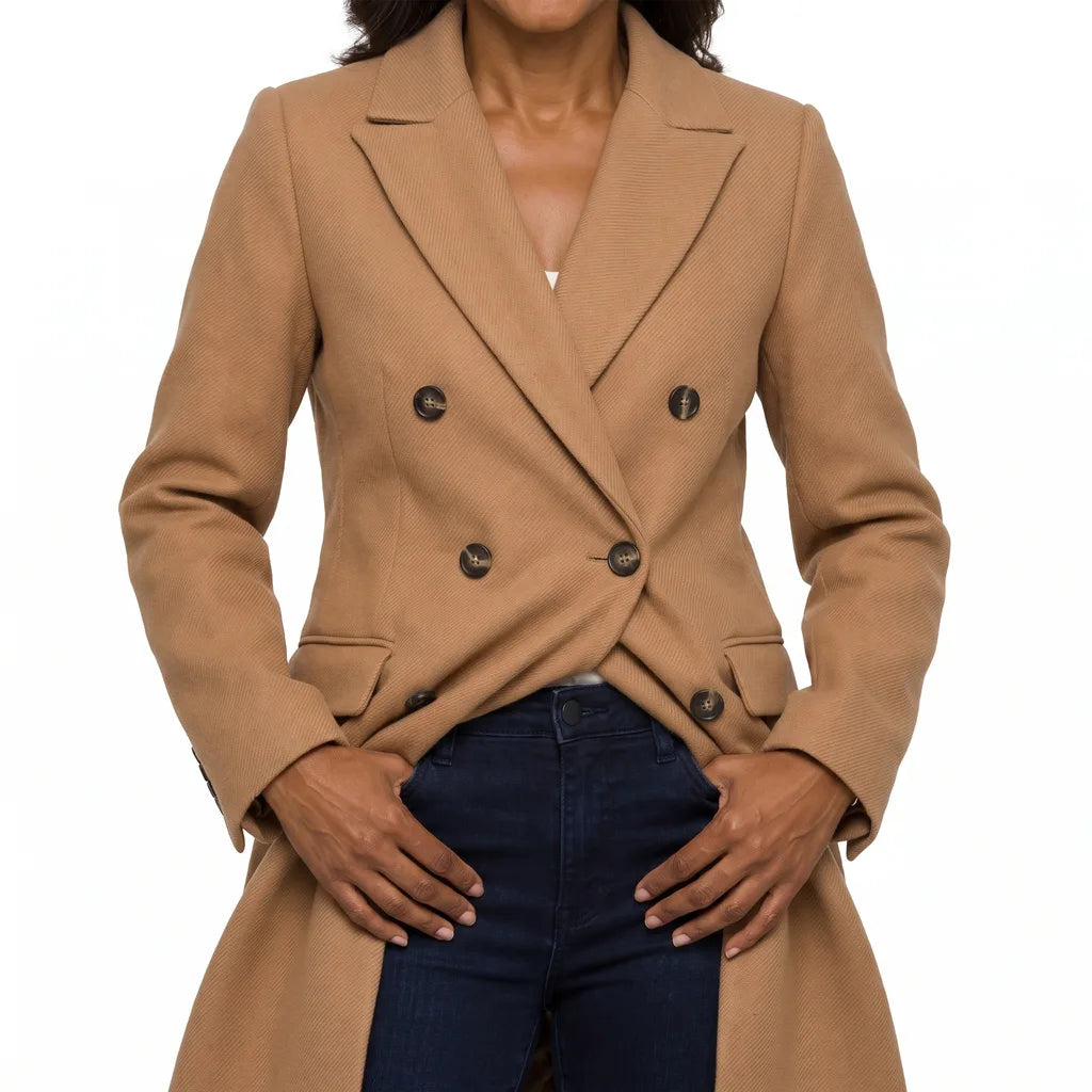 Arabella | Women's Oversized Long Trench Coat - Color:Brown;Size:XS