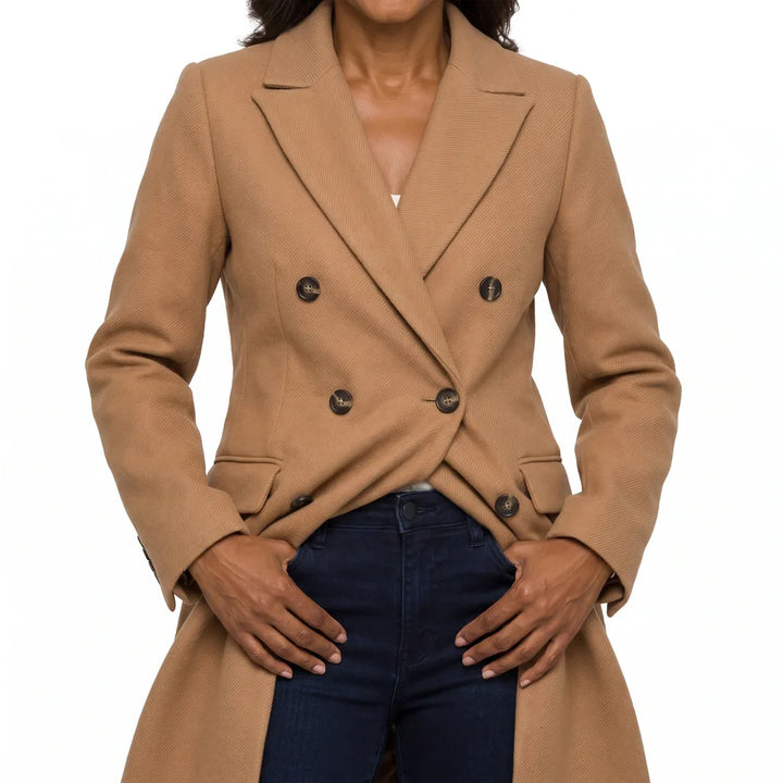 Arabella | Women's Oversized Long Trench Coat - Color:Brown;Size:XS