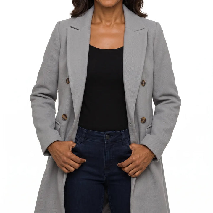 Arabella | Women's Oversized Long Trench Coat - Color:Gray;Size:XS