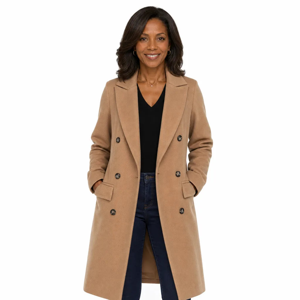 Women's Brown Langston Cropped Pea Coat
