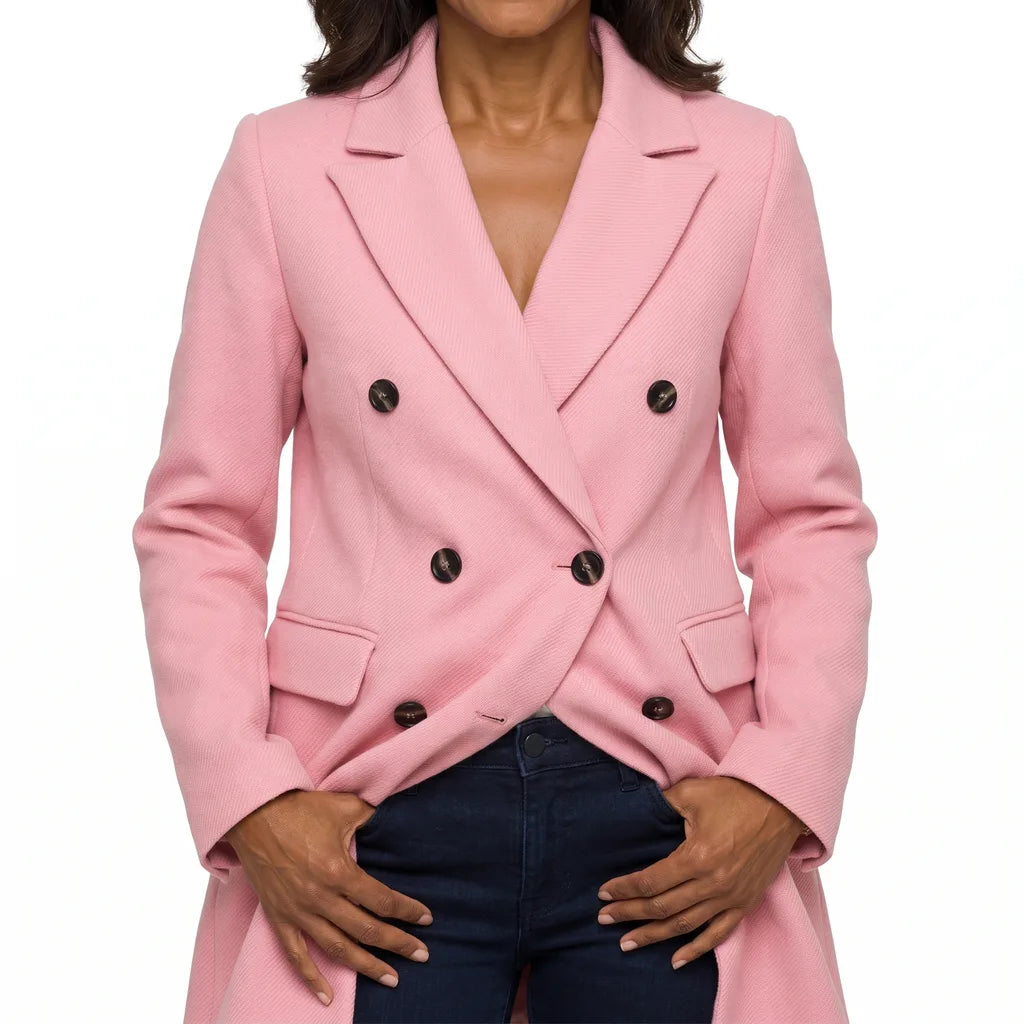 Arabella | Women's Oversized Long Trench Coat - Color:Pink;Size:XS