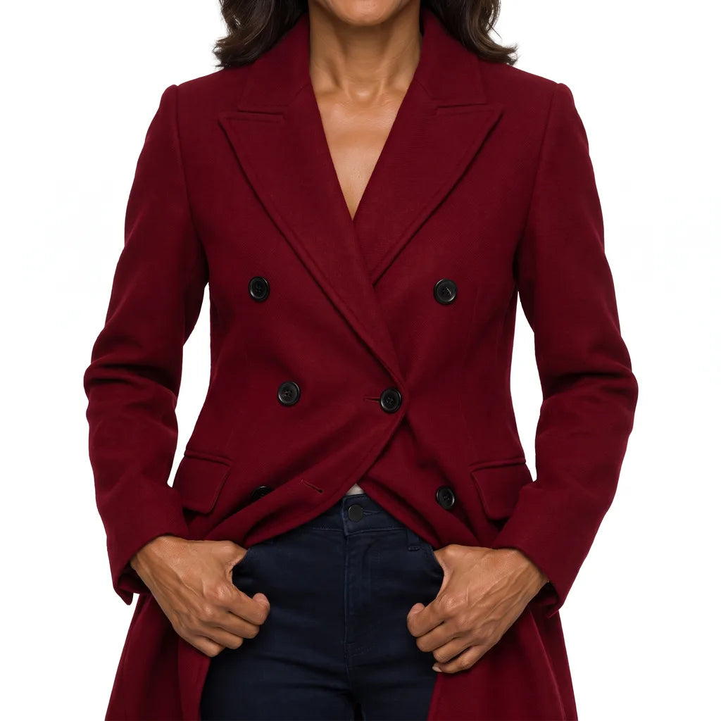 Arabella | Women's Oversized Long Trench Coat - Color:Red;Size:XS
