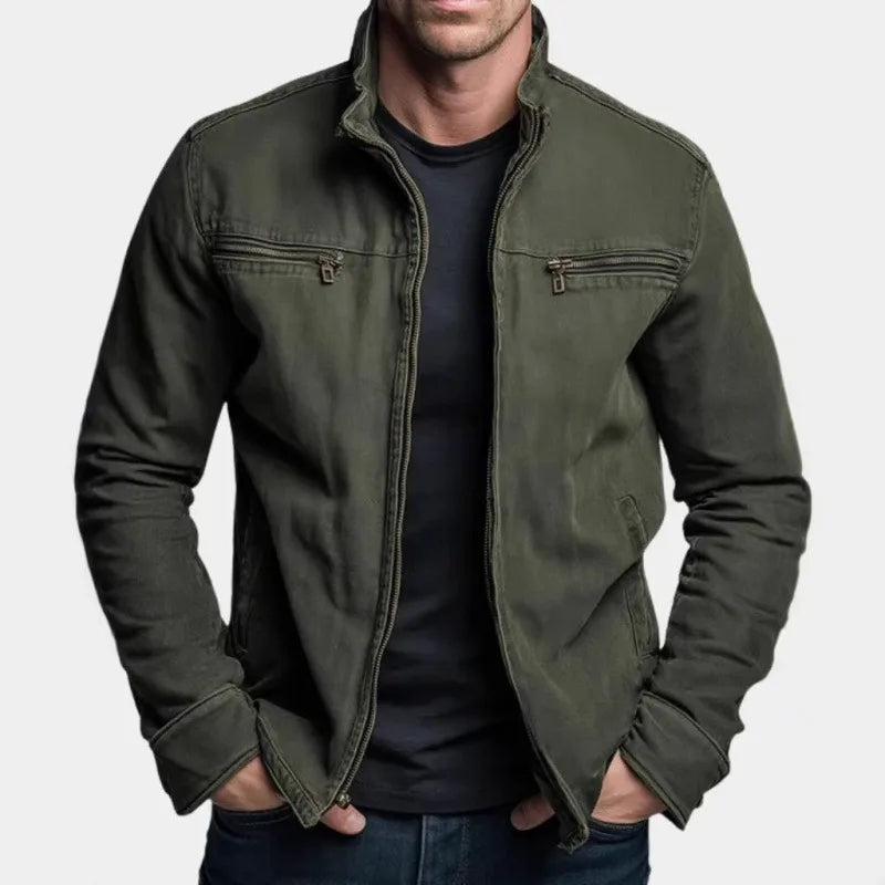 Arjun | Men's Vintage-Washed Winter Jacket  - Color:Green;Size:XS