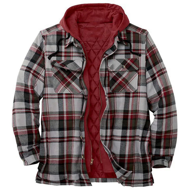 Arlo | Men's Winter Flannel Jacket - Size:XS;Color:Gray/ Red