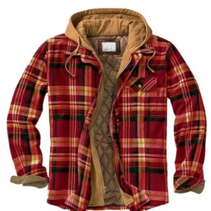 Arlo | Men's Winter Flannel Jacket - Size:XS;Color:Red/Khaki