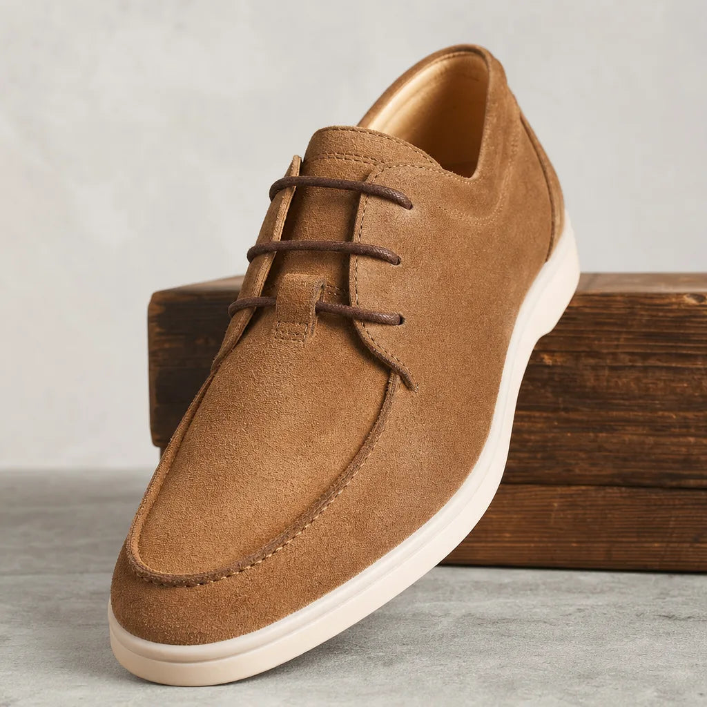 Arlo | Moc Toe Lace-Up Shoes - Color:Beige;Size:38