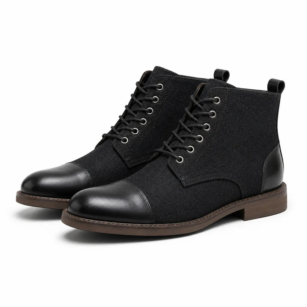 Ashford Leather Cap-Toe Boots - Color:Black;Size:39