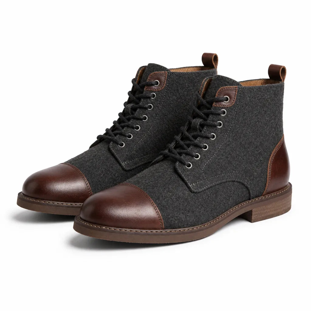Ashford Leather Cap-Toe Boots - Color:Dark Brown;Size:39