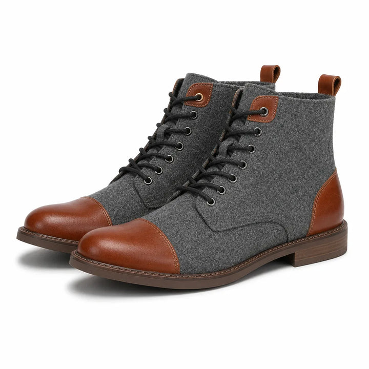 Ashford Leather Cap-Toe Boots - Color:Light Grey;Size:39