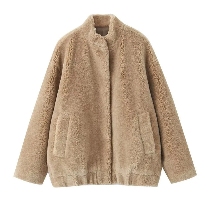 Ashley | Women's Teddy Oversized Jacket  - Color:Beige;Size:XXS