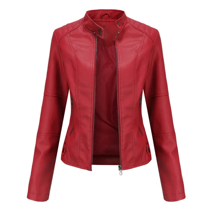 Auden | Women's Fall Leather Jacket  - Color:Red;Size:XXS