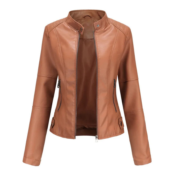 Auden | Women's Fall Leather Jacket  - Color:Tan;Size:XXS