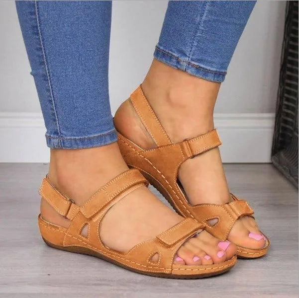 Avery Cross Strap Sandals - Color:Beige;Size:36