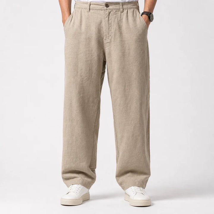 Barnaby | Baggy Loose Fit Wide Leg Jeans - Color:Beige;Size:S