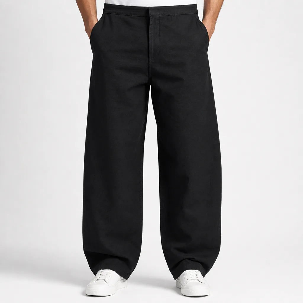 Barnaby | Baggy Loose Fit Wide Leg Jeans - Color:Black;Size:S