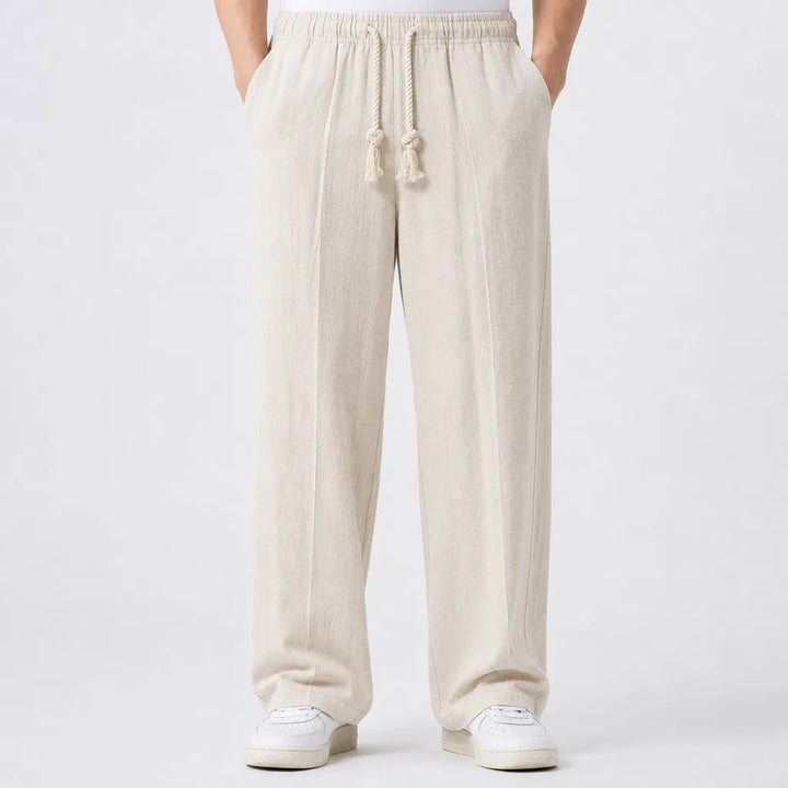Men's Beige Barnett Drawstring Wide Leg Pants