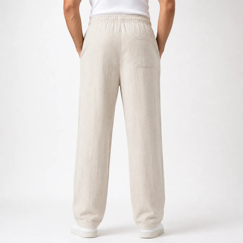 Men's Beige Barnett Drawstring Wide Leg Pants