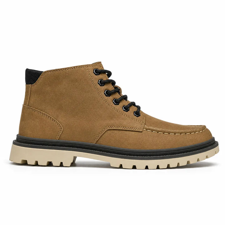 Men's Beige Barrett Leather Lace-Up Boots