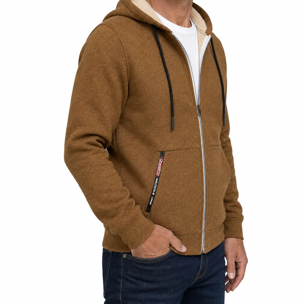 Men's Brown Langley Fleece Zip Hoodie