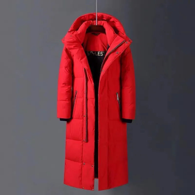 Barton | Men's Long Duck Down Coat - Color:Red;Size:2XL jin