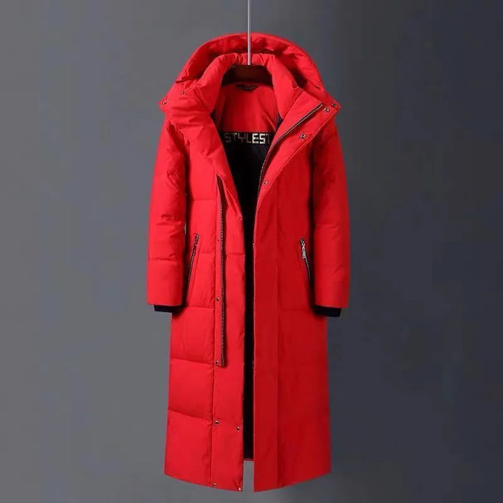 Barton | Men's Long Duck Down Coat - Color:Red;Size:2XL jin