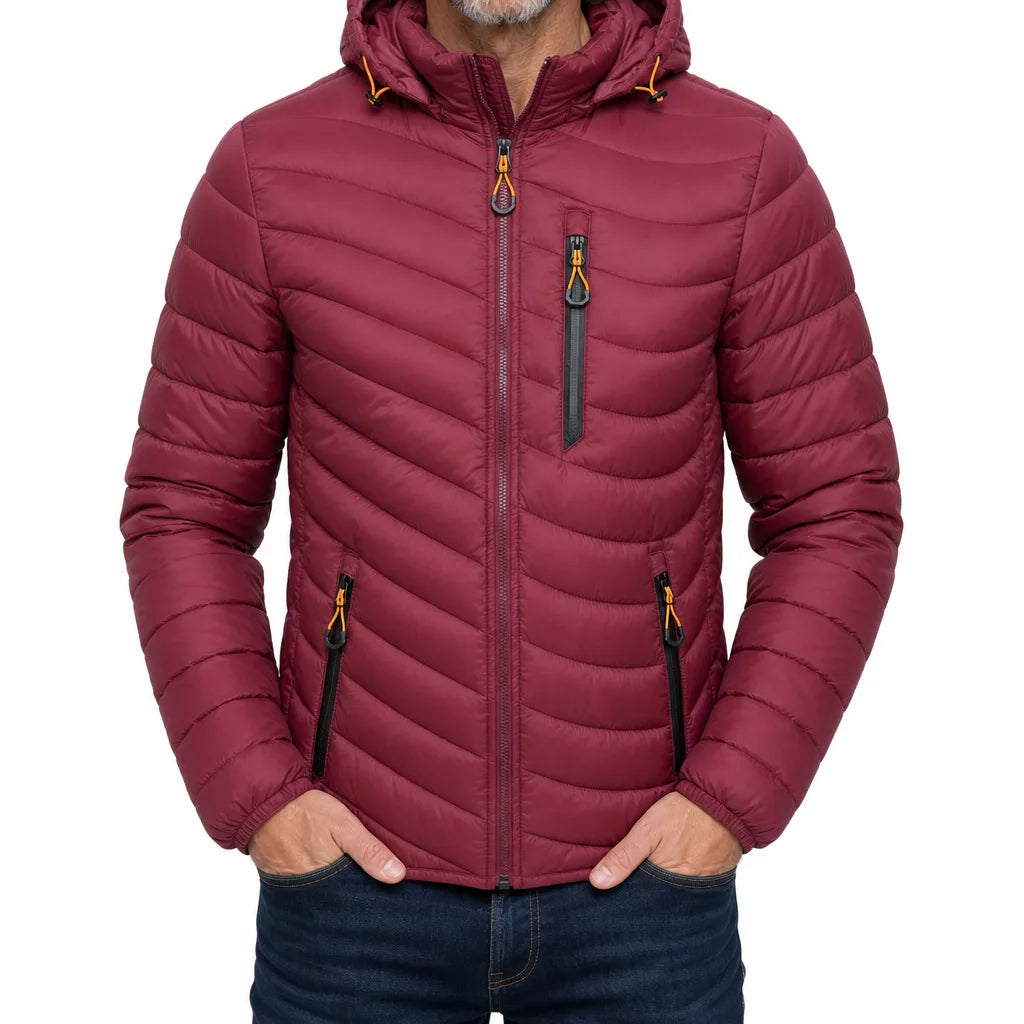 Bastian | Mens Fall Puffer Jacket - Color:Red;Size:S