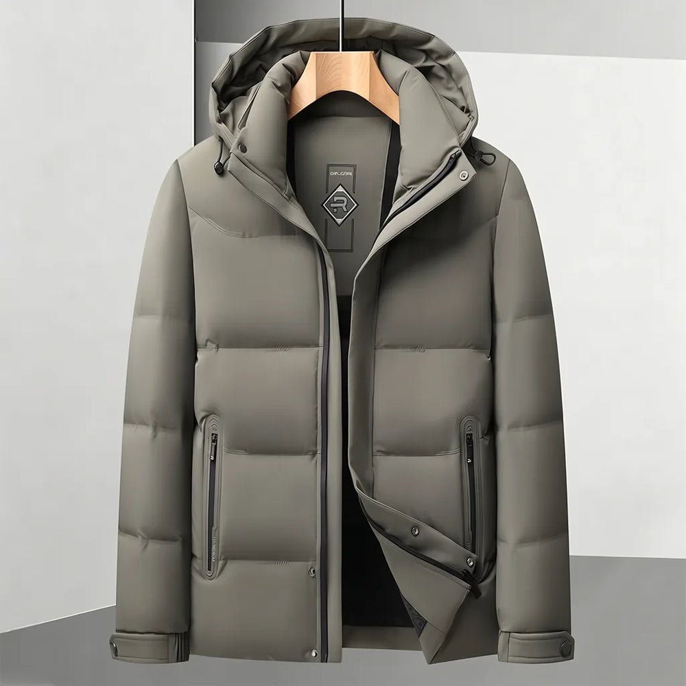 Baxter | Men's Hooded Puffer Jacket - Color:Khaki;Size:M