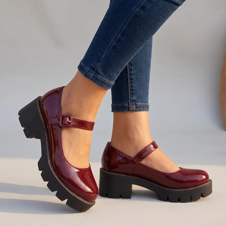 Beatrice | Women's Orthopedic Mary Jane Shoes - Color:Wine Red;Size:35