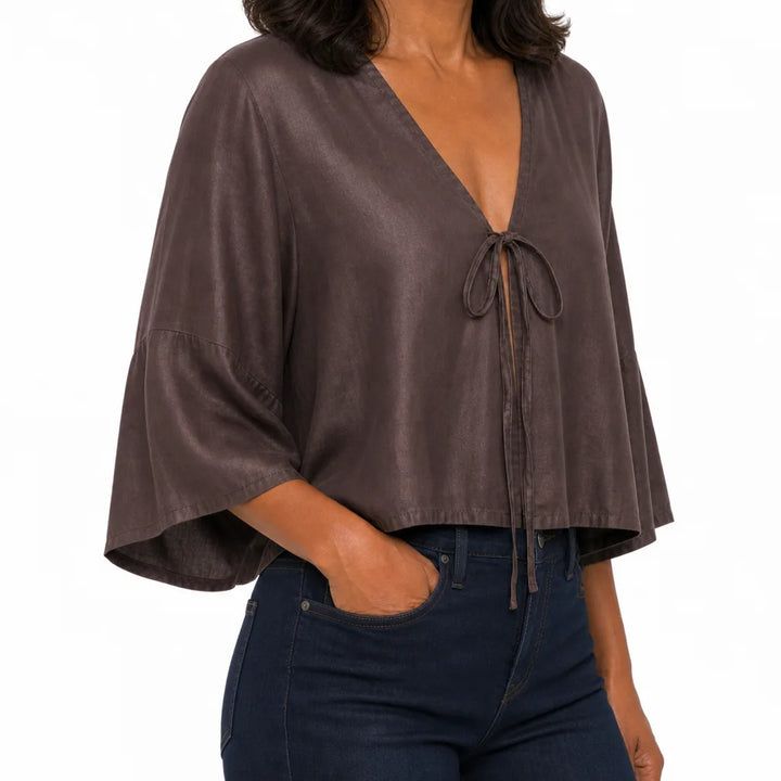 Women's Brown Simon Tie Front Shirt