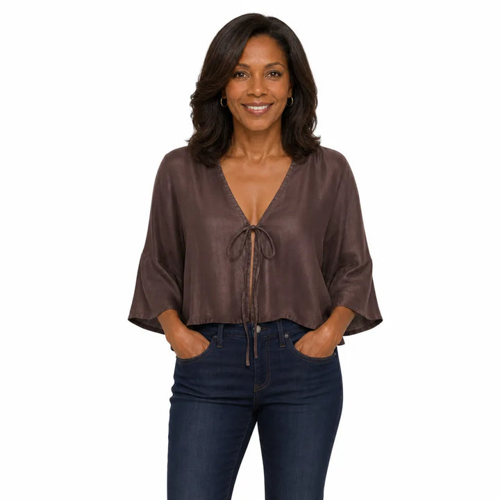 Women's Brown Simon Tie Front Shirt