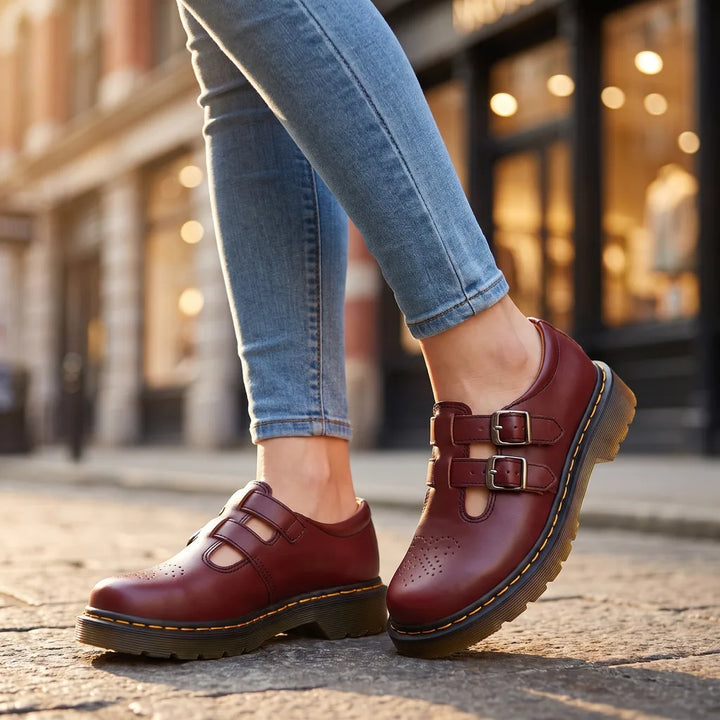 Beatrix | Womens Platform Mary Jane Shoes - Color:Red;Size:35