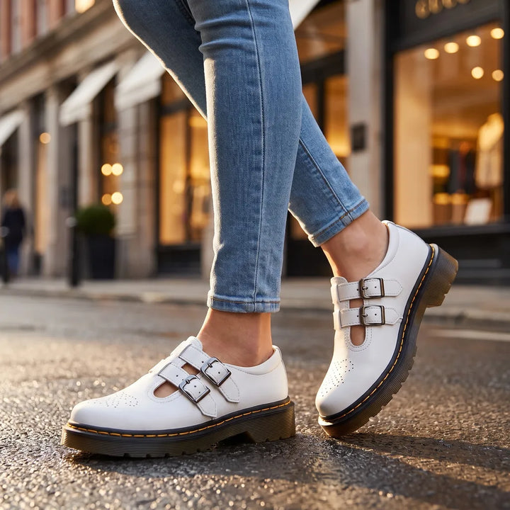 Beatrix | Womens Platform Mary Jane Shoes - Color:White;Size:35