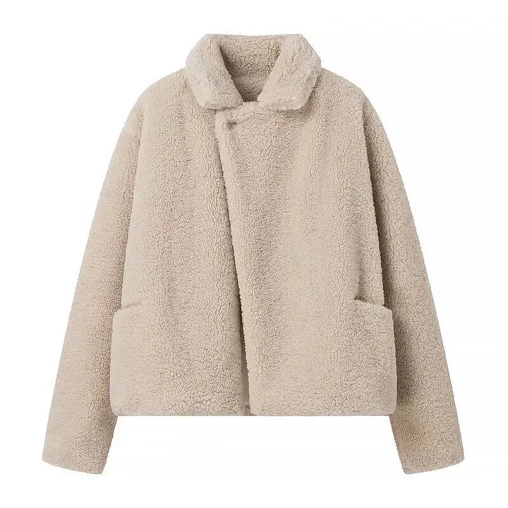Beatrix  | Women's Teddy Plush Winter Coat  - Cream