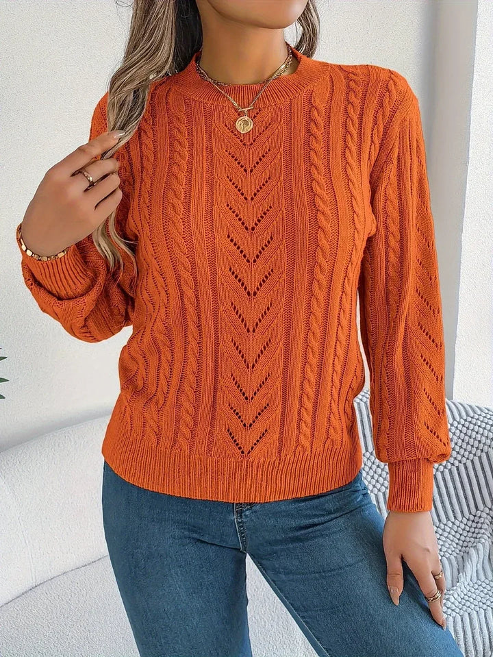 Beattie | Women's Cable Knit Sweater  - Color:Orange;Size:XS