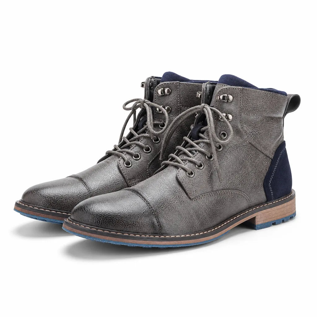 Beckett Lace-Up Ankle Boots - Color:Gray;Size:38