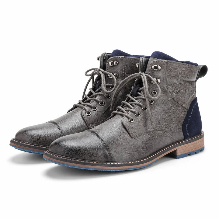 Beckett Lace-Up Ankle Boots - Color:Gray;Size:38
