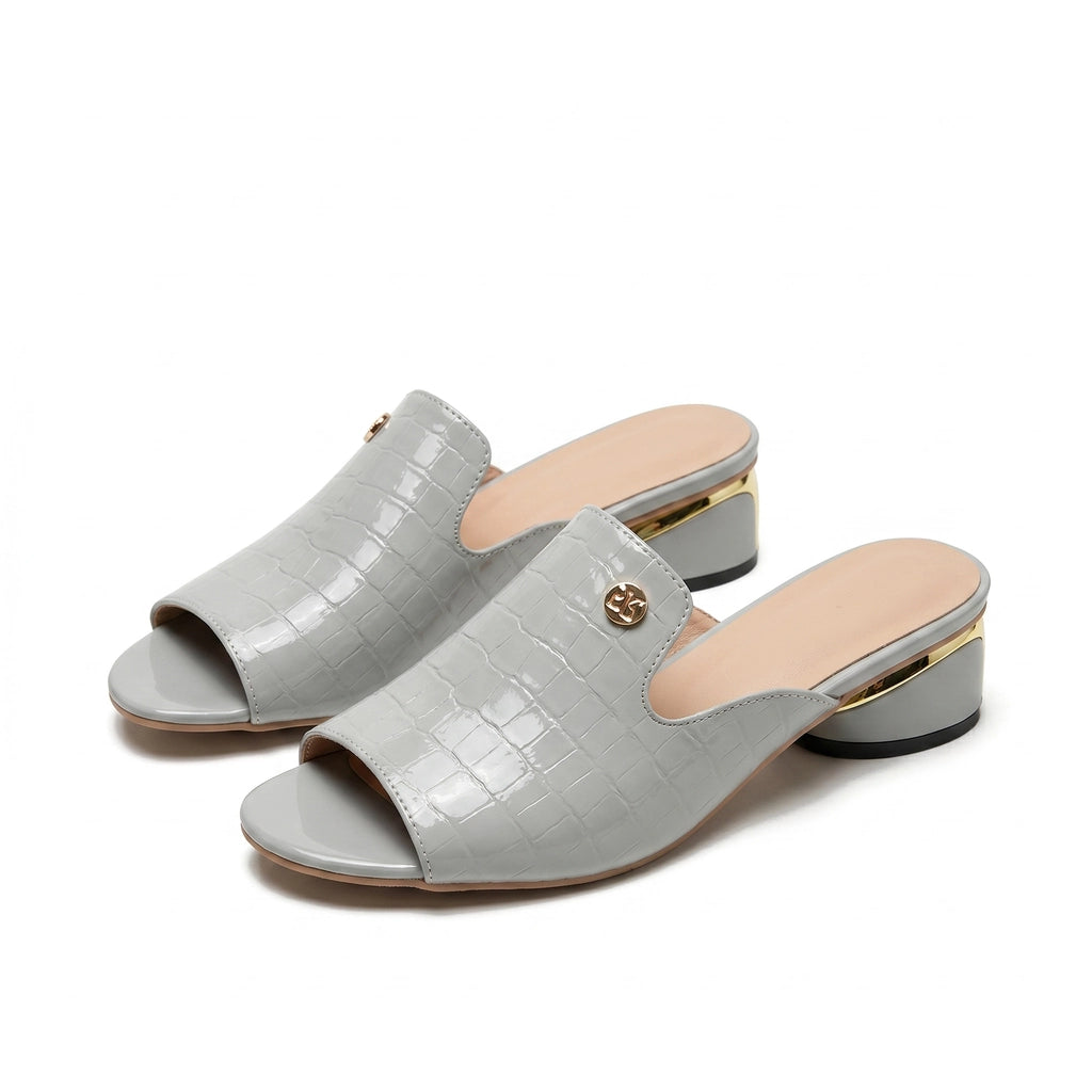 Bella Block Heel Slides - Color:Sky Blue;Size:35
