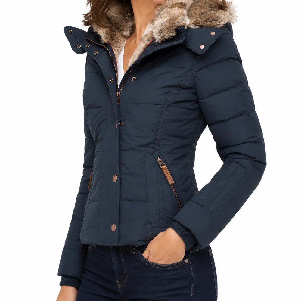 Women's Blue Cannon Hooded Padded Coat